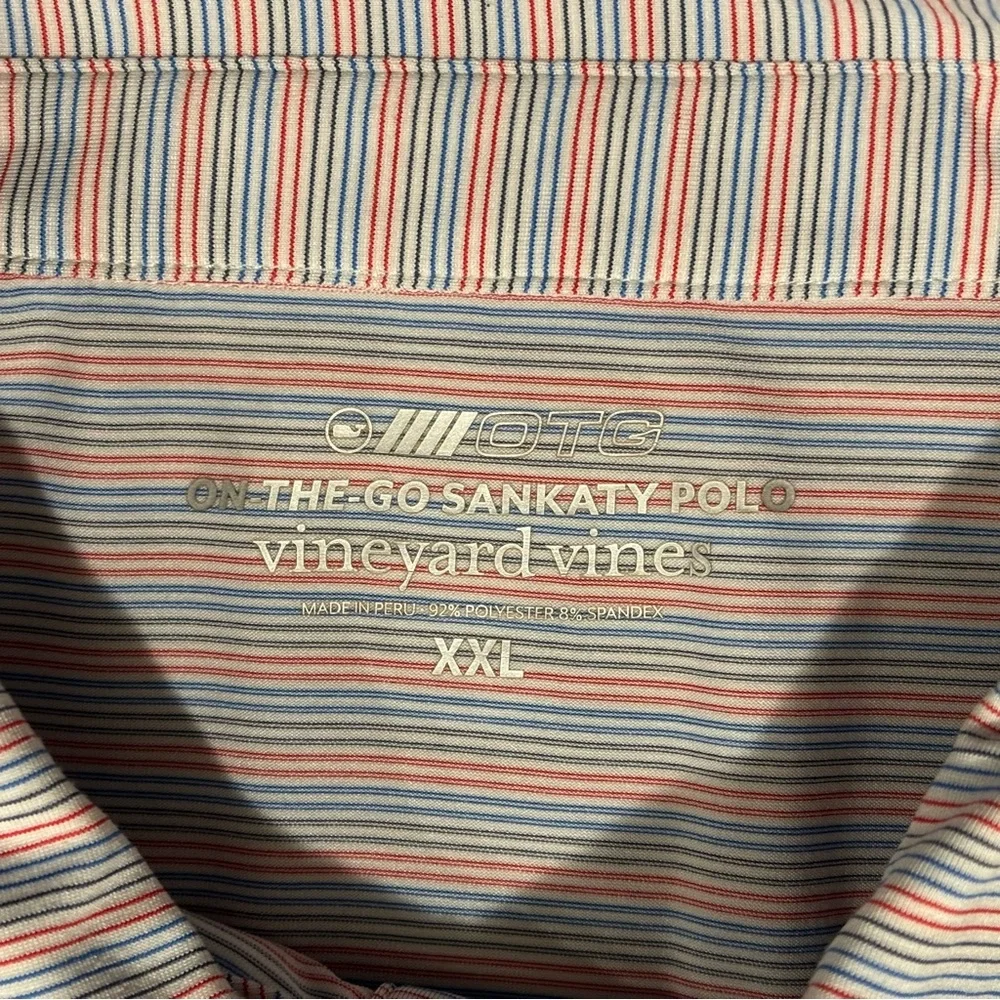 Vineyard Vines Sankaty Polo Red Blue White Stripe Performance XXL - Picture 3 of 9